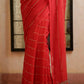 Red Sequined Mulmul Cotton Saree