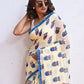 Yellow Owl Mulmul Cotton Saree