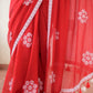 Red Siuli Mulmul Cotton Saree