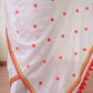 White And Red Embroidery Mulmul Cotton Saree