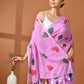 Hand Painted Pink Mulmul Cotton Saree