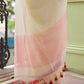 Elegant White And Red Cotton Saree