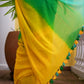 Green Yellow Tie Dye Mulmul Cotton Saree