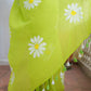 Green Hand Painted Mulmul Cotton Saree