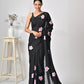 Hand Painted Black Mulmul Cotton Saree