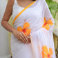 Hibiscus Hand Painted Mulmul Cotton Saree