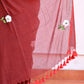 Brown Embroidered Mulmul Cotton Saree