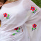 White Rose Embroidery Mulmul Cotton Saree