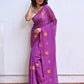Purple Mulmul Cotton Saree