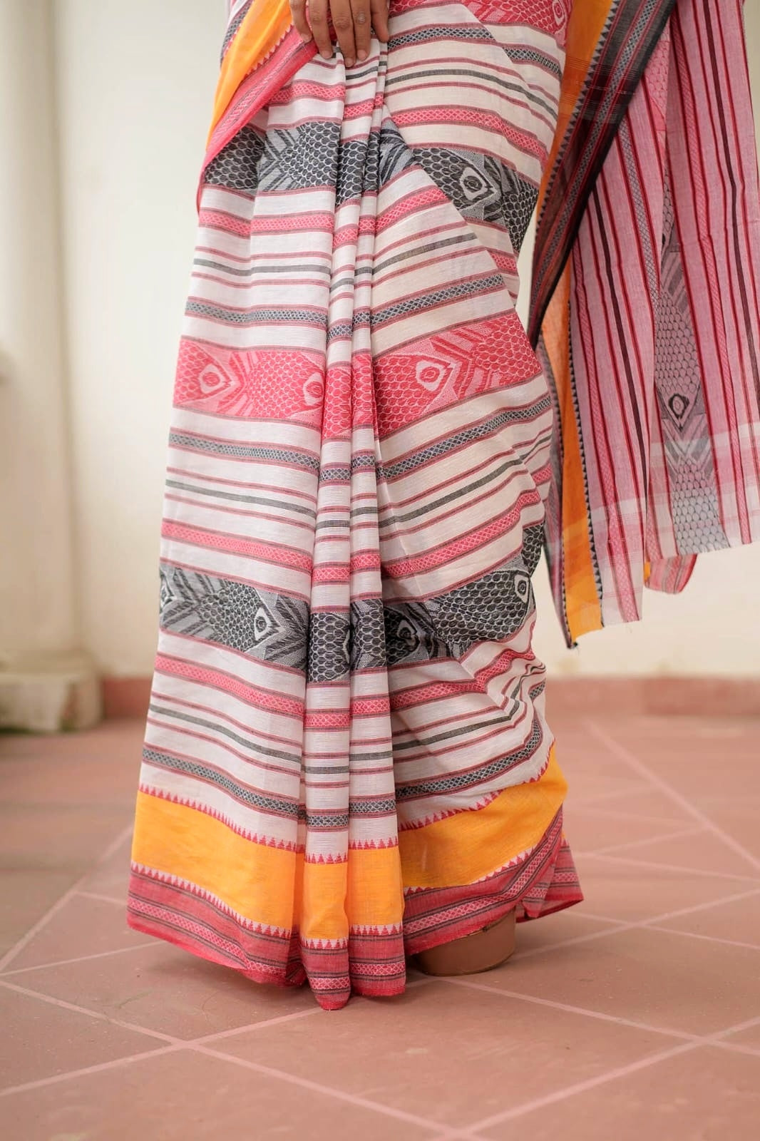 Fish Motifs Pure Cotton Saree
