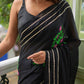 Black Sequined Mulmul Cotton Saree