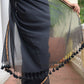 Black Golden Mulmul Cotton Saree