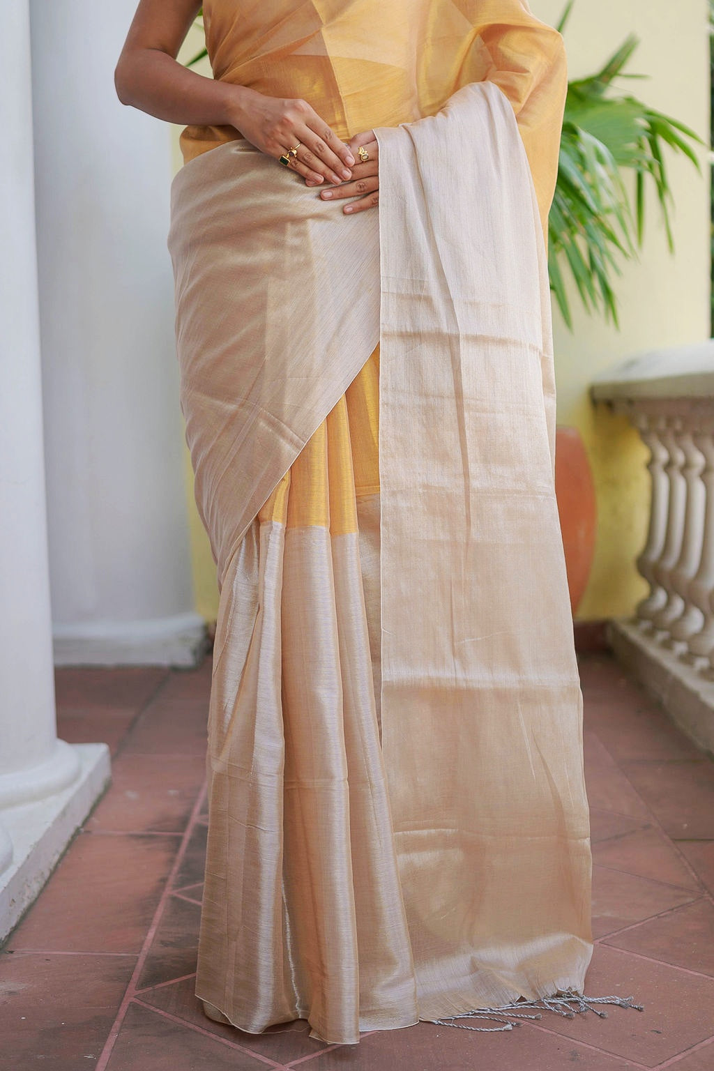 Silver Golden Tissue Saree