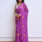 Purple Mulmul Cotton Saree