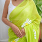 Green Hand Painted Mulmul Cotton Saree