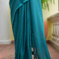 Turquoise Blue Mulmul Cotton Saree