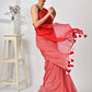 Classic Red Mulmul Cotton Saree