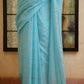 Sky Blue Sequined Mulmul Cotton Saree
