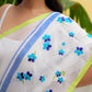 White Flower Mulmul Cotton Saree