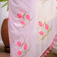 Hand Painted Baby Pink Mulmul Cotton Saree