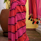 Pink Orange Mulmul Cotton Saree