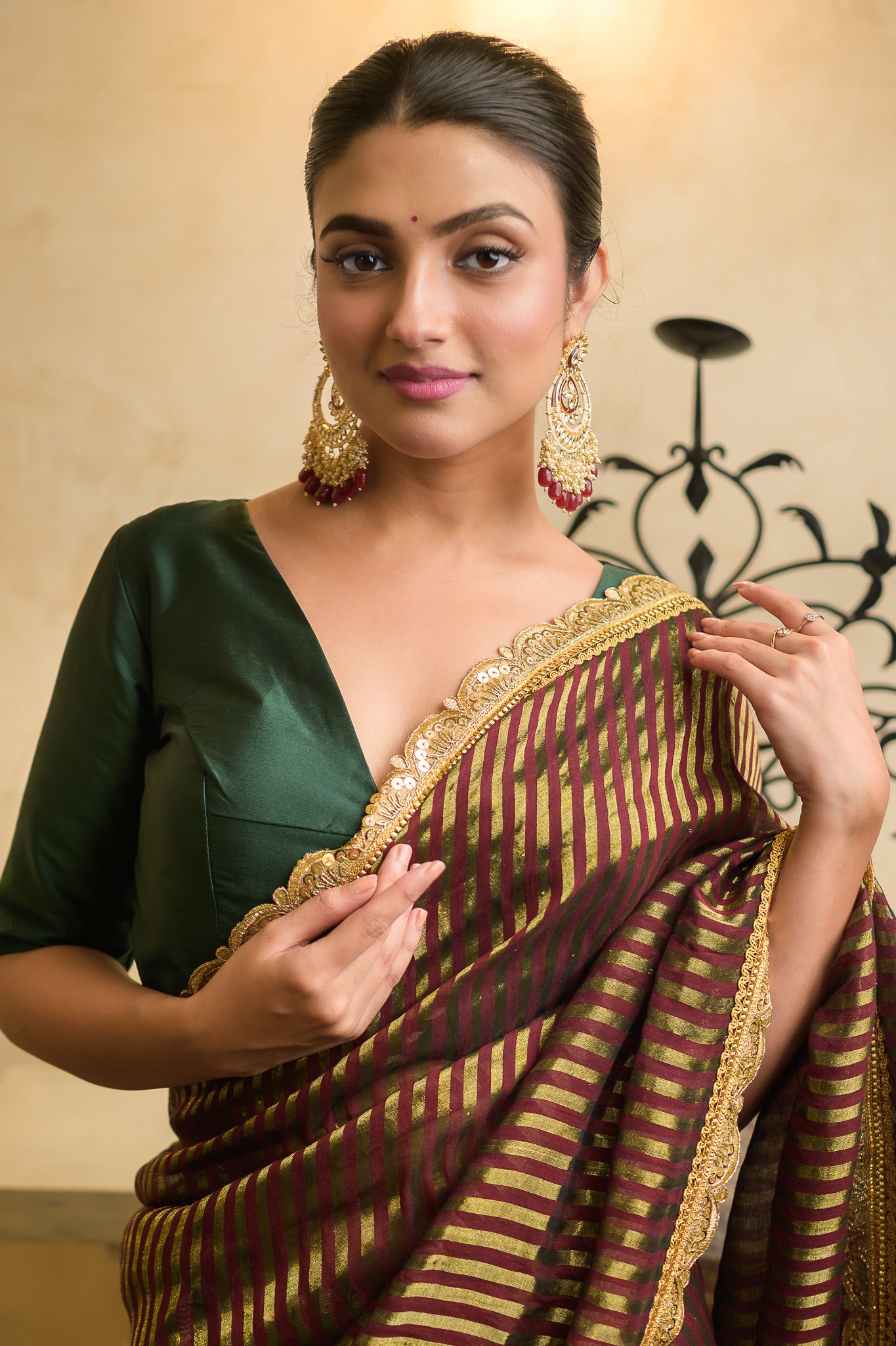 Green Half Sleeves Blouse