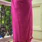 Magenta Sequined Mulmul Cotton Saree
