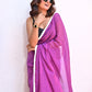 Purple Mulmul Cotton Saree