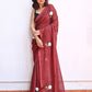 Brown Embroidered Mulmul Cotton Saree