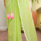 Lotus Hand Painted Mulmul Cotton Saree
