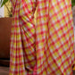 Gingham Mulmul Cotton Saree