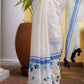 White Flower Mulmul Cotton Saree