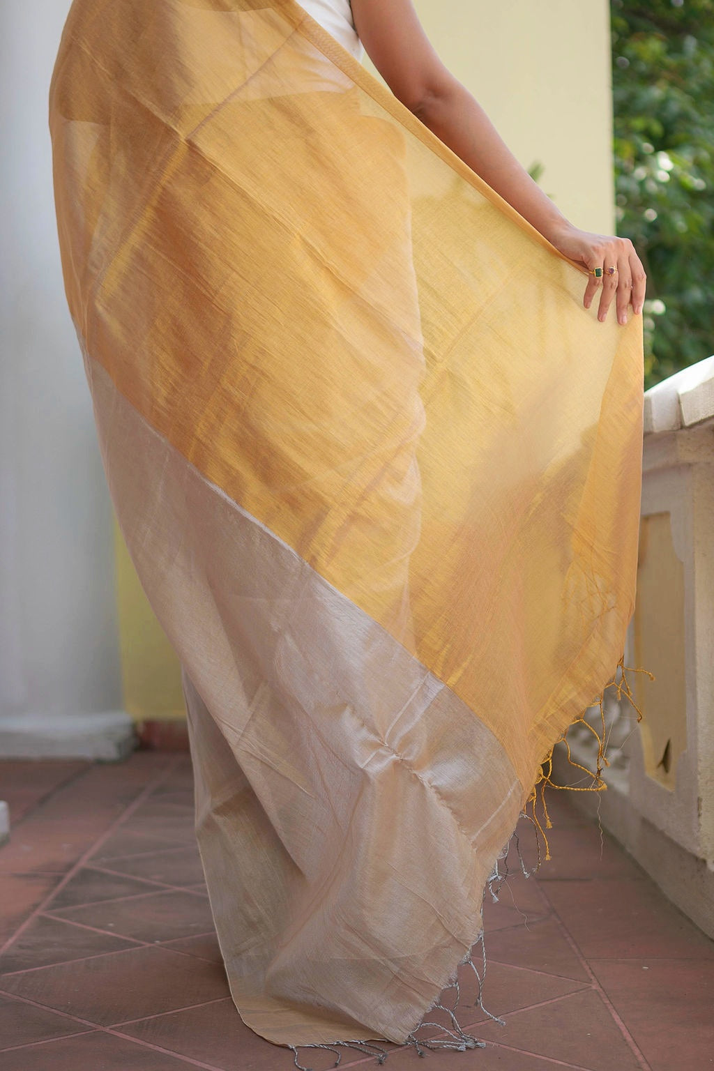 Silver Golden Tissue Saree