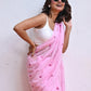 Pink Flower Mulmul Cotton Saree