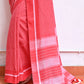 Red Check Mulmul Cotton Saree