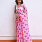 Pink Owl Mulmul Cotton Saree