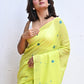 Green Mulmul Cotton Saree