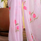 Hand Painted Baby Pink Mulmul Cotton Saree
