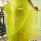Lime Green Ruffle Mulmul Cotton Saree