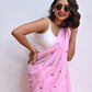 Pink Flower Mulmul Cotton Saree