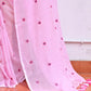 Pink Flower Mulmul Cotton Saree