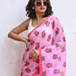 Pink Owl Mulmul Cotton Saree