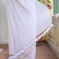 White Golden Mulmul Cotton Saree