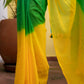 Green Yellow Tie Dye Mulmul Cotton Saree