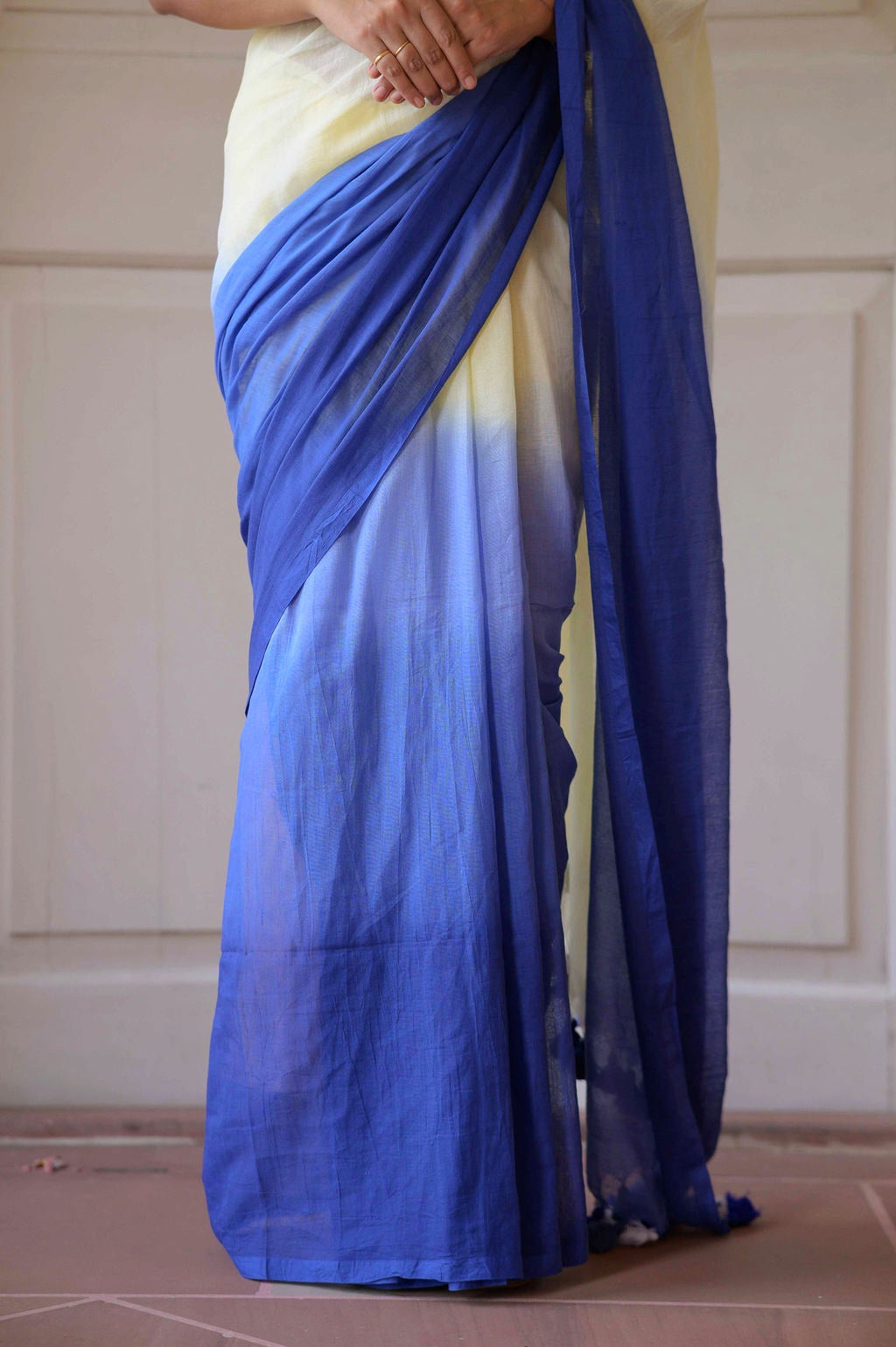 White Tie Dye Mulmul Cotton Saree