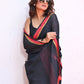 Black Mulmul Cotton Saree