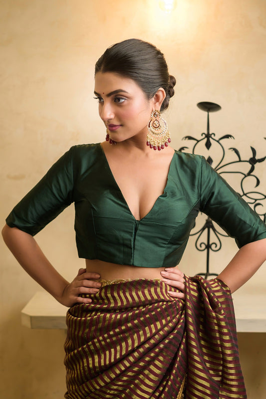 Green Half Sleeves Blouse