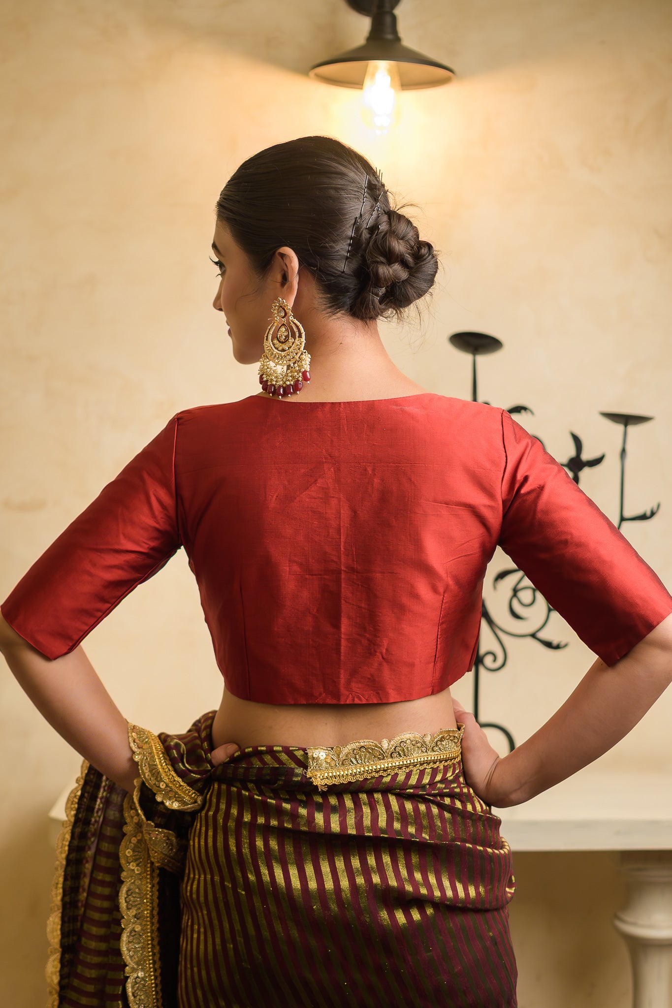 Red Half Sleeves Blouse