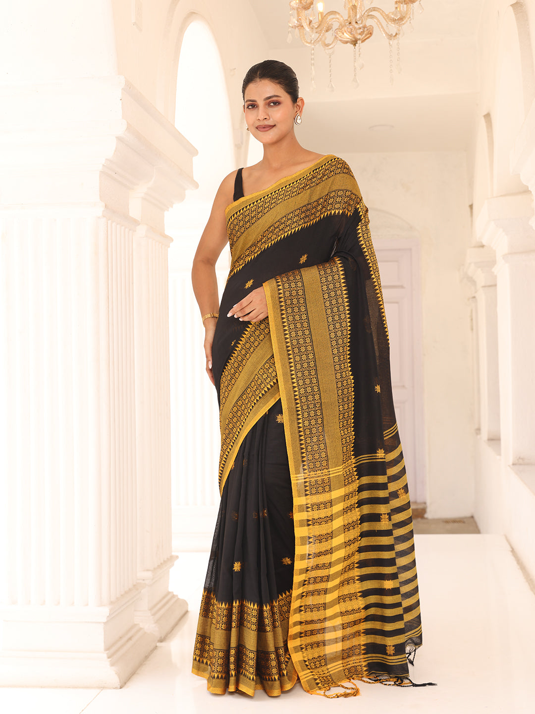 Black Cotton Saree
