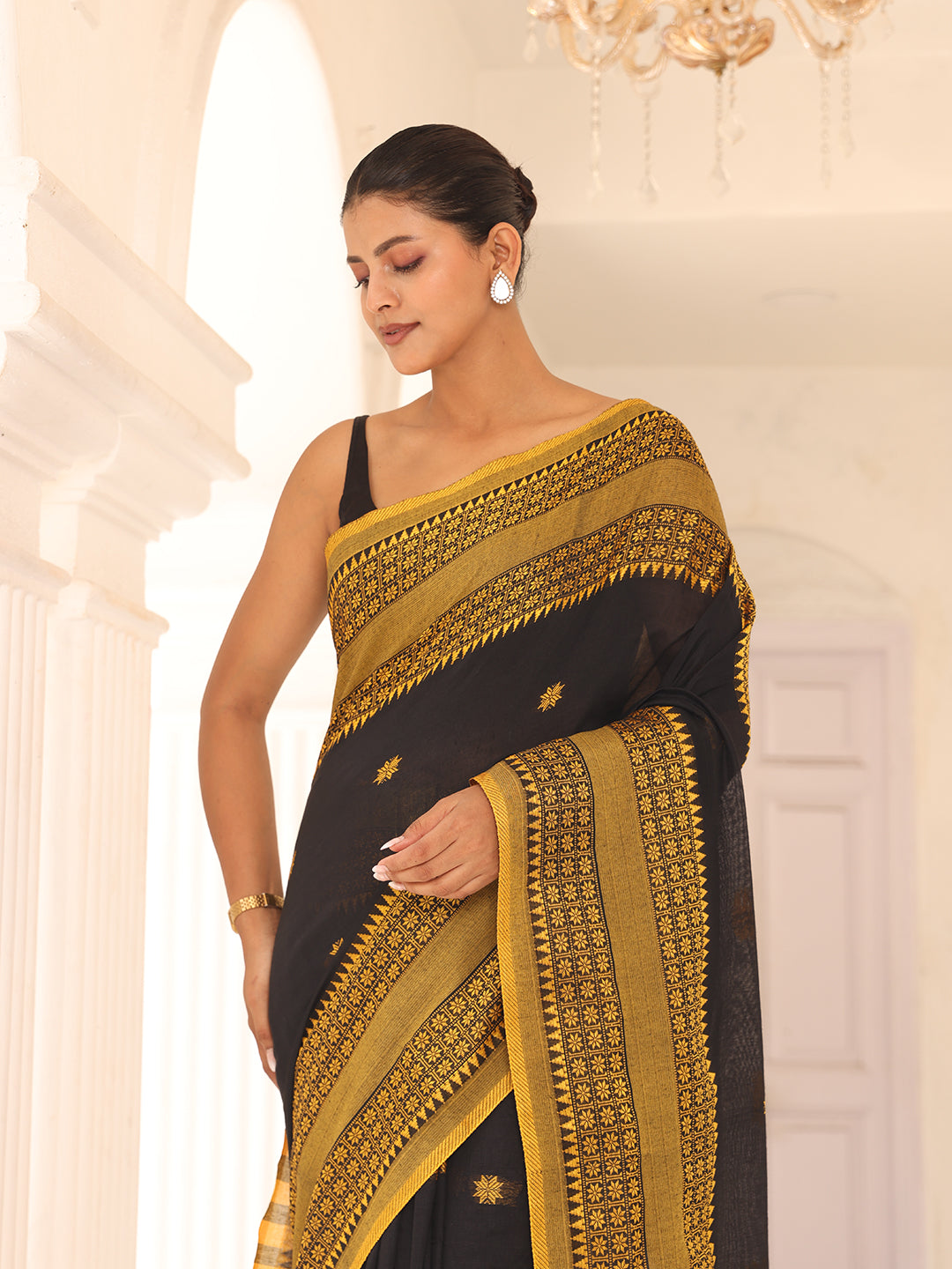 Black Cotton Saree